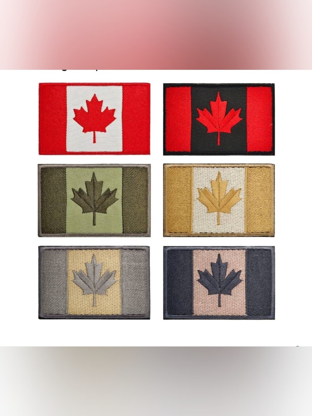 Canada Flag Patch, 6 PCS Canadian Flag Patches Hook Loop Embroidered